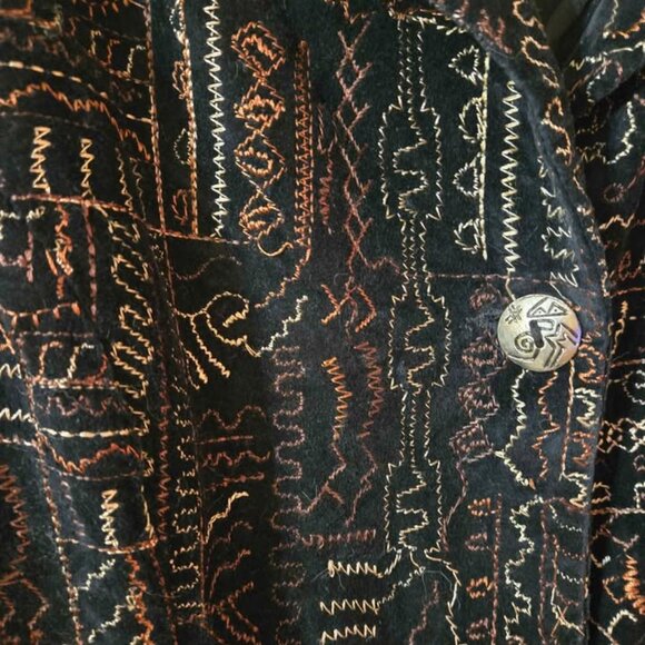Chico's Size 1/Size Medium Black Velvet Stitched Jacket - Picture 5 of 7